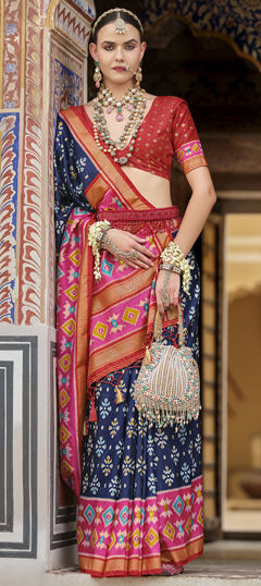 Festive, Traditional, Wedding Blue color Saree in Art Silk fabric with South Printed work : 1971090