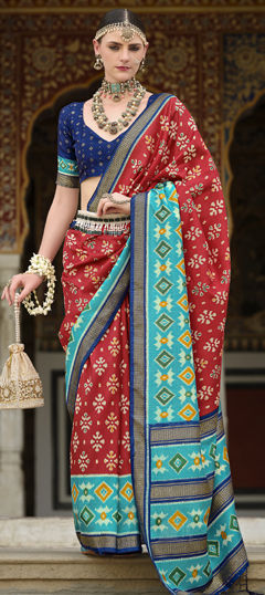 Festive, Traditional, Wedding Red and Maroon color Saree in Art Silk fabric with South Printed work : 1971091