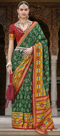 Festive, Traditional, Wedding Green color Saree in Art Silk fabric with South Printed work : 1971092