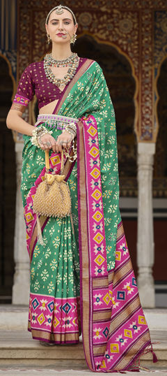 Festive, Traditional, Wedding Green color Saree in Art Silk fabric with South Printed work : 1971093