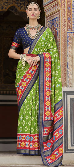 Festive, Traditional, Wedding Green color Saree in Art Silk fabric with South Printed work : 1971094