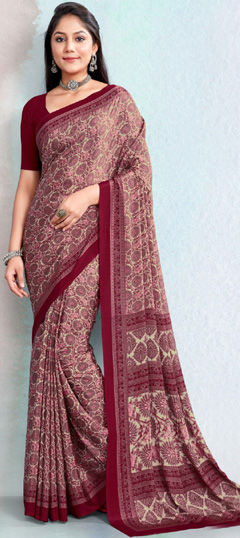 Festive, Party Wear, Traditional Multicolor color Saree in Crepe Silk fabric with Classic Floral, Printed work : 1971284