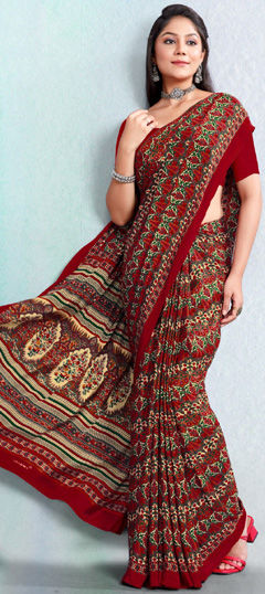 Multicolor color Saree in Crepe Silk fabric with Printed work