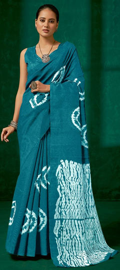 Casual, Traditional Blue color Saree in Art Silk fabric with Classic Printed work : 1971349