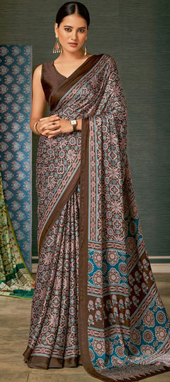 Multicolor color Saree in Crepe Silk fabric with Printed work