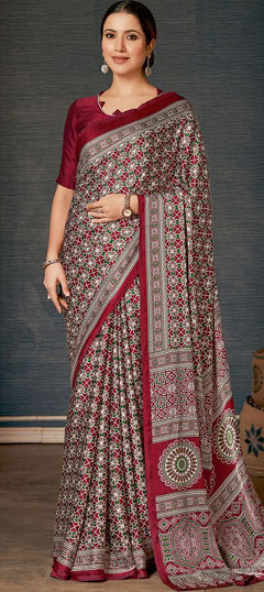 Multicolor color Saree in Crepe Silk fabric with Printed work