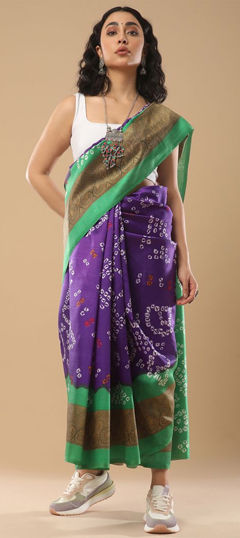 Purple and Violet color Saree in Art Silk fabric with Printed work