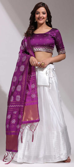 Festive, Party Wear White and Off White color Lehenga in Art Silk fabric with Flared Weaving work : 1972081