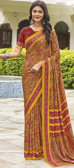 Multicolor color Saree in Crepe Silk fabric with Printed work