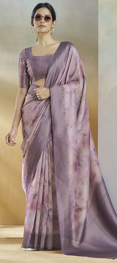 Pink and Majenta color Saree in Handloom fabric with Printed work