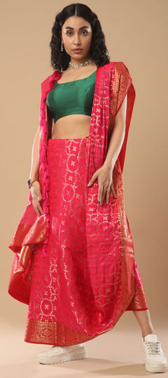 Pink and Majenta color Saree in Blended fabric with Weaving, Zari work