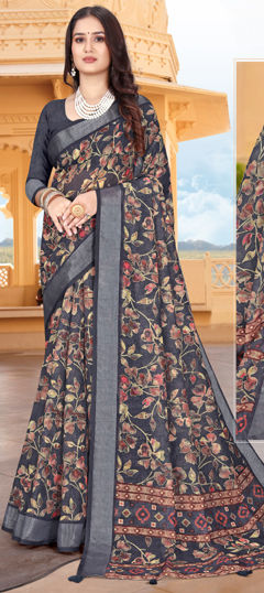 Multicolor color Saree in Linen fabric with Printed work