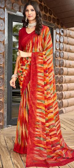 Multicolor color Saree in Georgette fabric with Printed work