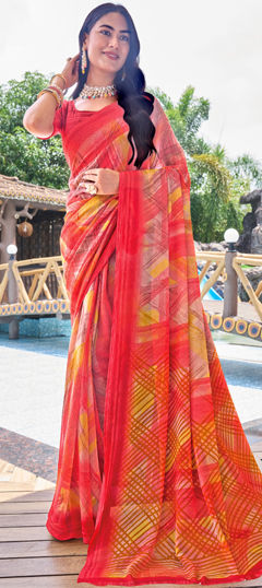 Multicolor color Saree in Georgette fabric with Printed work