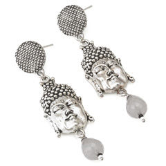 Silver Rodium Polish Silver color Earrings in Brass studded with Pearl
