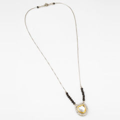 Silver Rodium Polish Multicolor color Necklace in Brass studded with Pearl