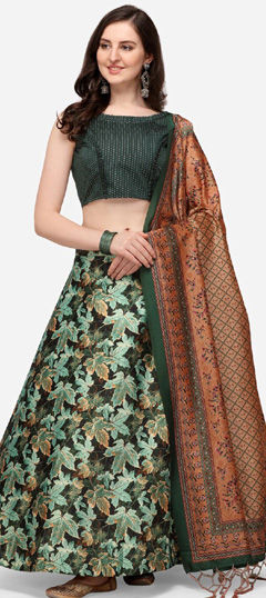 Festive, Party Wear Multicolor color Lehenga in Satin Silk fabric with Flared Floral, Printed work : 1974161