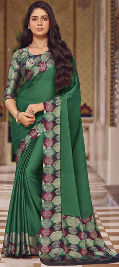 Festive, Party Wear Green color Saree in Chiffon fabric with Classic Printed work : 1974209