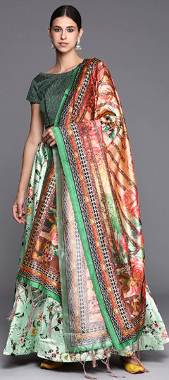 Festive, Party Wear Multicolor color Lehenga in Satin Silk fabric with Flared Floral, Printed work : 1974231