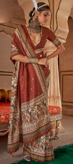 Festive, Party Wear, Traditional Red and Maroon color Saree in Viscose fabric with South Printed work : 1974391