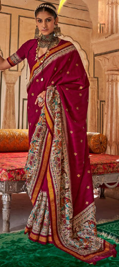 Festive, Party Wear, Traditional Pink and Majenta color Saree in Viscose fabric with South Printed work : 1974396