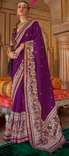 Festive, Party Wear, Traditional Purple and Violet color Saree in Viscose fabric with South Printed work : 1974407