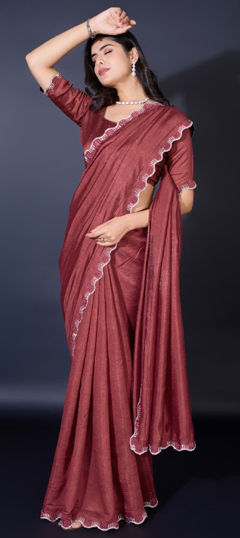 Festive, Party Wear Red and Maroon color Saree in Shimmer fabric with Classic Bugle Beads work : 1974589