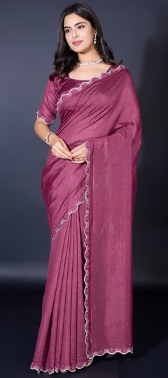 Festive, Party Wear Pink and Majenta color Saree in Shimmer fabric with Classic Bugle Beads work : 1974591