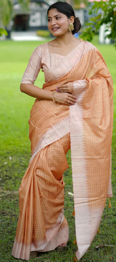 Festive, Traditional Pink and Majenta color Saree in Tussar Silk fabric with South Printed work : 1974649