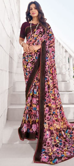 Casual Multicolor color Saree in Georgette fabric with Classic Floral, Printed work : 1974673