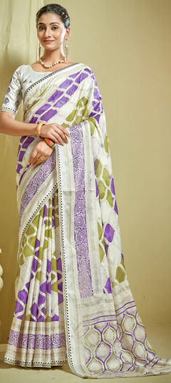 Festive, Traditional, Wedding Multicolor color Saree in Brasso fabric with Classic Printed work : 1974784