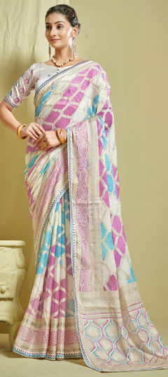 Festive, Traditional, Wedding Multicolor color Saree in Brasso fabric with Classic Printed work : 1974786