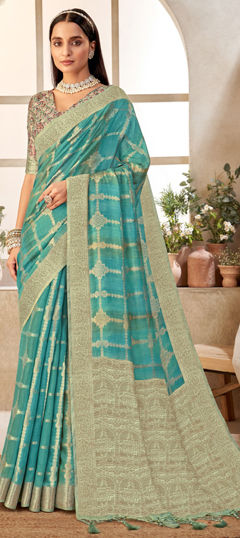 Traditional, Wedding Blue color Saree in Silk fabric with South Weaving, Zari work : 1974805