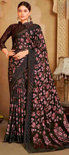 Festive, Party Wear, Reception Multicolor color Saree in Organza Silk fabric with Classic Floral, Printed work : 1974848