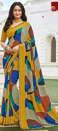 Engagement, Festive, Reception Multicolor color Saree in Chiffon fabric with Classic Printed work : 1975100