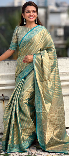 Multicolor color Saree in Tissue fabric with Lehariya, Printed, Weaving work