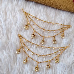 Gold Rodium Polish White and Off White color Earrings in Copper studded with Pearl