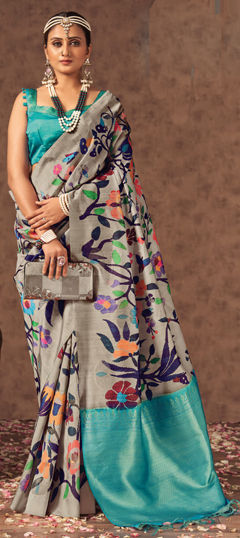 Multicolor color Saree in Silk fabric with Printed work