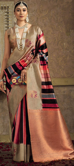 Multicolor color Saree in Silk fabric with Printed work