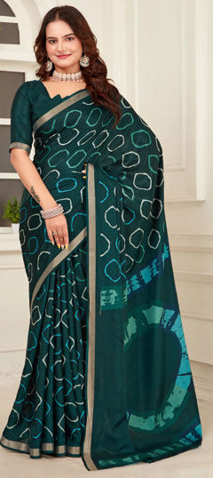 Casual, Traditional Blue color Saree in Cotton fabric with Bengali Zari work : 1975562