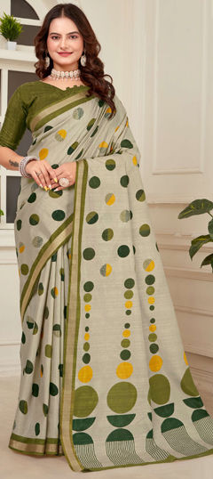 Casual, Traditional Beige and Brown color Saree in Cotton fabric with Bengali Zari work : 1975566