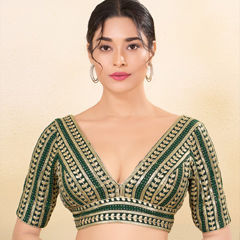 Green color Blouse in Art Silk fabric with Embroidered, Sequence, Thread work