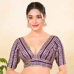 Purple and Violet color Blouse in Art Silk fabric with Embroidered, Sequence, Thread work