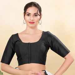 Black and Grey color Blouse in Brocade fabric with Thread work