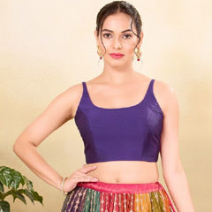 Beige and Brown color Blouse in Brocade fabric with Thread work