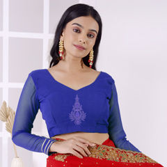 Blue color Blouse in Georgette fabric with Embroidered, Thread work