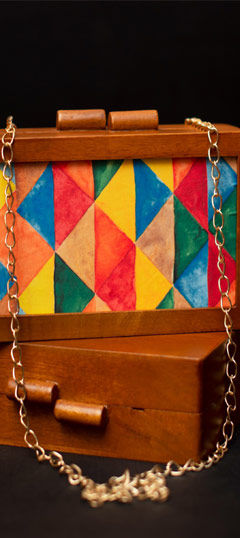 Multicolor color Clutches in Fancy Fabric fabric with Printed work