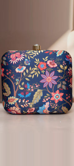 Blue color Clutches in Art Silk fabric with Floral, Printed work