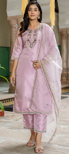 Black and Grey color Salwar Kameez in Blended fabric with Embroidered, Resham, Thread work