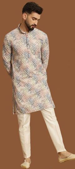 Festive, Party Wear Multicolor color Kurta Pyjamas in Jacquard fabric with Digital Print, Sequence work : 1976808